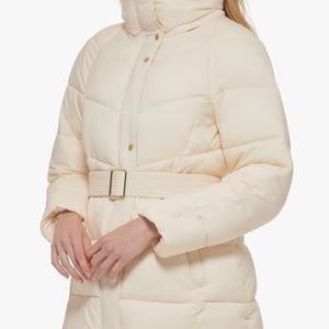 NWT Cole Haan Oyster Belted Water Resistant Jacket - Vanilla